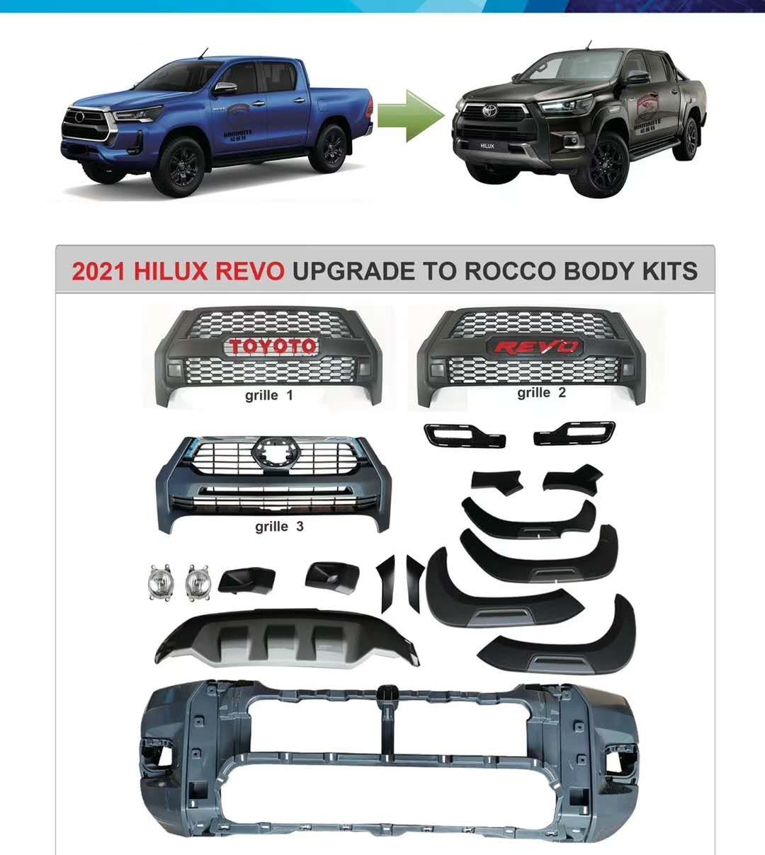 OEM Manufacturer Wholesale Black Car Front Bumper Rocco 2020 2021 Facelift Body Kit