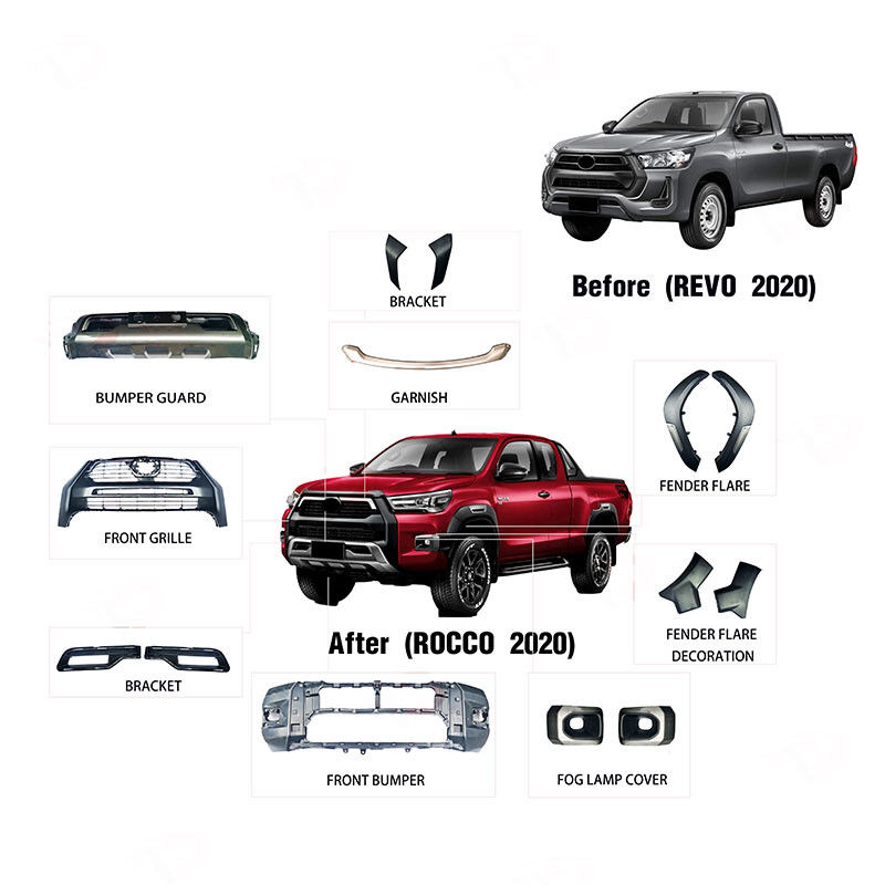 Black Car Front Bumper Rocco 2020 2021 Facelift Body Kit