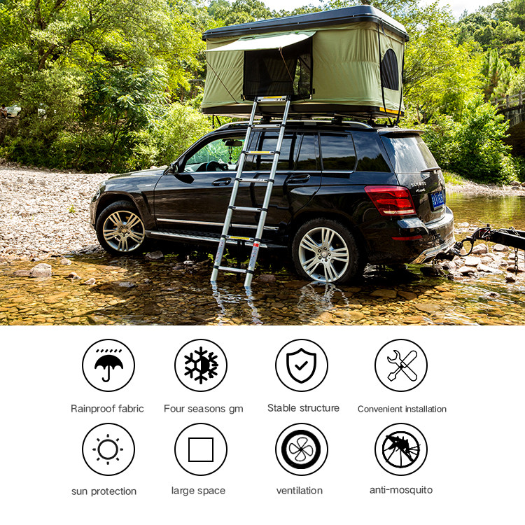 Factory Supply 2020 Outdoor Camper Camping Black ABS Plastic Hard Shell Roof Top Tents For Car