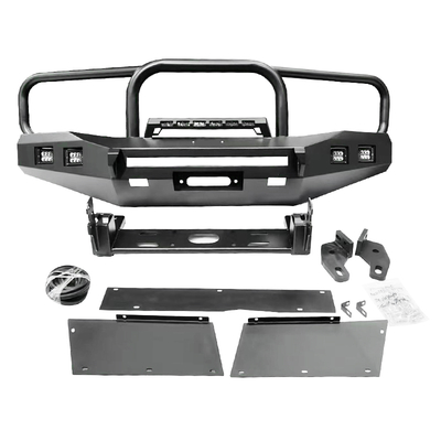 Off Road 4x4 Black Steel Front Bumper Bull Bar With Strip Lights For Toyota LC100